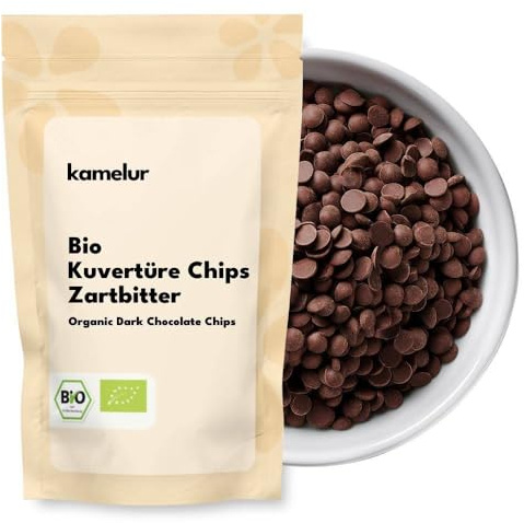 Kamelur 1kg Bio Kuvertüre Zartbitter 70% Chips - zartbitter BIO Couvertürechips zart schmelzend optimal als Grundlage für Schokolade oder Pralinen