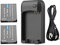 Pretfy Chargeur de batterie NP-6L avec voyant LED + 2 batteries NP-6L 3,7 V 700 mAh avec câble de chargement USB