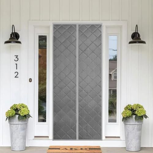 Zickdom Magnet Wärmeschutzvorhang für Türen Thermo Türvorhang Thermovorhänge Kälteschutzvorhang Wasserdicht Winddicht Staubdicht Kälteschutz für Balkontür Grau Fits Door Size 34 x 80