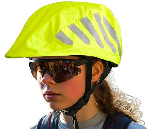 REEFLEXX Helmüberzug – Wasser- und Winddicht, Universalgröße, Neon Gelb mit Reflektoren für Maximale Sichtbarkeit bei jedem Wetter