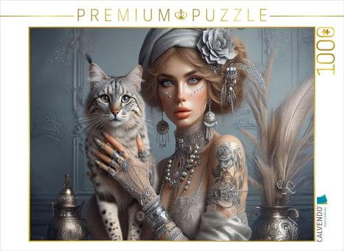 Puzzle · EIN Motiv aus dem Kalender Luxuriöser Bohemian Flair | Elegante Frauen mit anmutigen Katzen · Erleben Sie die perfekte… · 1000 Teile · Lege-Größe 64 × 48 cm · CALVENDO Puzzle