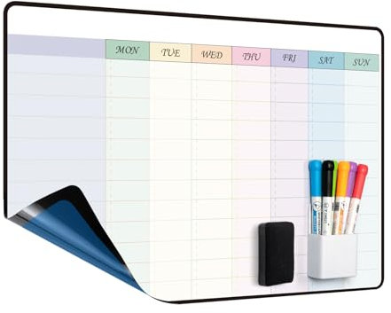 MCCORL Chore Chart, Weekly Planner Whiteboard Calendar for Fridge and Wall, Family Planner, Cleaning Rota, Checklist Board for Kids Self Adhesive (Stick on Any Smooth Surface)