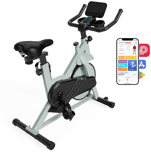 DeerRun Heimtrainer Fahrrad Professional, Hometrainer Fahrrad mit Einstellbarem Magnetwiderstand, Indoor Fitnessbike mit App zur Datenüberwachung, Trainingsgerät für Zuhause, 136 kg Gewichtskapazität