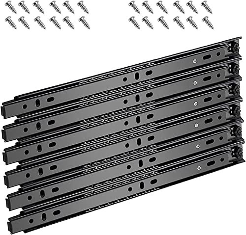 Schubladenschienen mit sanftem Schließmechanismus, hohe Tragfähigkeit, 6 Stück, robuste Schubladenschienen mit Kugellagern, Schrankschubladenschienen, 12 Zoll 20 Zoll, 45 kg Tragfähigkeit, a