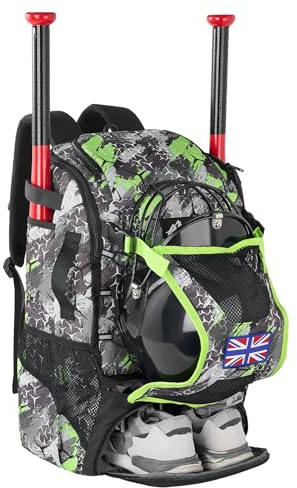 POWER KING 45L Youth Baseball Bat Bag, Large Capacity Backpack for Baseball, T-Ball & Softball Equipment & Gear with Shoe Compartment | Fence Hook | Helmet Holder
