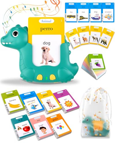 510 Palabras Juguetes niños 2 años, Tarjetas parlantes español para niños de 2 a 6 años, Juguetes educativos 2 años, Juguetes Educativas Audibles Verde (Español/Inglés/Bilingüe)