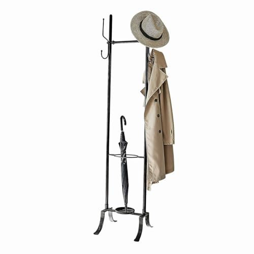 Loberon Garderobenständer Mistyvale, Integrierter Schirmständer, mit Praktischen Haken, Nostalgischer Charme, Aufbewahrung, Ordnungshelfer, Eisen, antikbraun