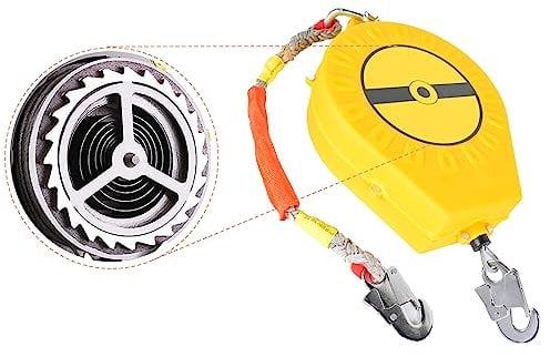 Höhensicherungsgerät Absturzsicherung 10m, Klettern Sicherungsgerät Einziehbar, Fallschutz Abseilgerät Sicherungsseil für Dach und Luftarbeiten, Absturzsicherung Maximale Belastung 150kg