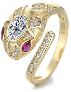 WAHZAUS Anello a serpente aperto regolabile da 0,5 carati in oro moissanite anelli per le donne delicato ovale D colore VVS1 Moissanite anello di fidanzamento alla moda anelli di promessa per lei