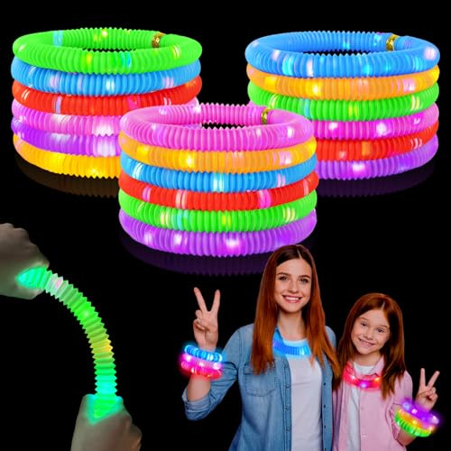Leuchtstäbe, Partyzubehör für Kleinkinder, Camping-Essentials, Fidget-Spielzeug, Geschenke für Kinder, leuchtende Pop-Röhren, Halskette und Armband, Zubehör, Leckereien, keine Süßigkeiten für
