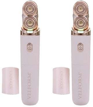 Roxy Body & Face - Doppelpack - Velform Damen Akku Rasierer – Spritzwasserfest - Haarentferner mit 18K-vergoldetem Rasierkopf für schmerzfreie Haarentfernung