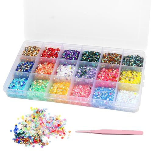 18000pcs Glitzersteine, 3 mm Hotfix Strasssteine NäGel, 18 Farben Rhinestones For Bedazzling, Diamond Painting Steine Nachkaufen, Bedazzler Steine für NäGel, Kleidung, Gesicht, Schuhe Dekorationen