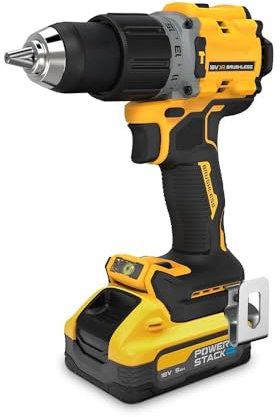 DCD805 18V XR G3 Brushless Combi Drill with 2X 5.0Ah 18V Powerstack Batteries, Charger & Case High-Torque, Compact & Durable