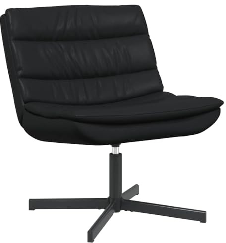 vidaXL Drehstuhl Schwarz 63 x 75 x 76 cm Glänzendes PU, Verstellbarer Drehstuhl, modernes Sitzen, gepolsterter Sessel, bequemer Wohnraum, stylisher Metallrahmen