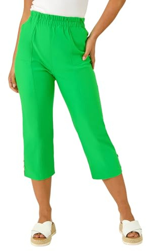 Roman Petite Bengaline Cropped Stretch Trouser for Women UK - Ladies Everyday Holiday Spring Summer Comfy Soft Evening Vacation Work Party - Petite Blue - Size 12