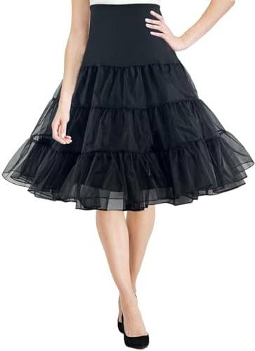 Hykiee Women 50's Petticoats for Under Dress, Retro Vintage Swing Crinoline Rockabilly Petticoat Underskirt, A-line Half Slips Tutu Under Skirt for Puffy Wedding Dress Cosplay Halloween Costume