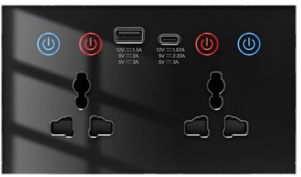 Koolenry WIF Tuya WiFi Smart Socket USB Type-C Sortille Murale 4-En-1 Franche D'Alimentation Électrique Universelle avec Commutateur Tactile Monitor