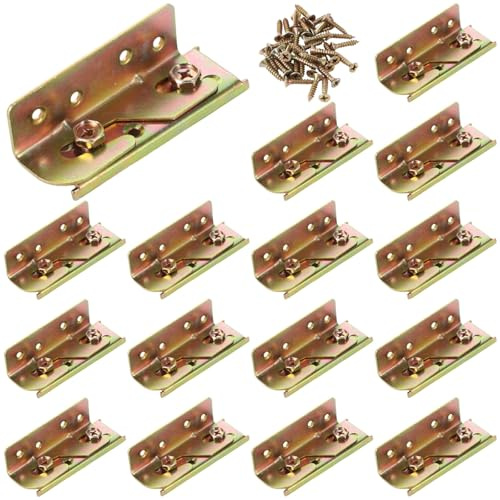 Calolin 16 Sets Bed Rail Brackets with Screws, Non-Mortise Heavy Duty Bed Frame Brackets, Wooden Bed Frame Connectors, Bed Fittings, 3.5 x 1.4 x 1.2 in, Easy Assembly