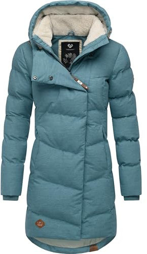 Ragwear wasserdichter Damen Wintermantel warmer Steppmantel lang mit Kapuze Pavla Intl Stone Blue25 Gr. M