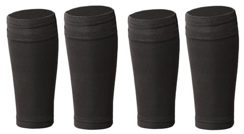 MNYXIS 2 Paires Chaussette Protège Tibia de Football Élastiques,Noir Respirantes Support Protège Tibia Foot Manchon, Manchons de Compression du Mollet avec Poches pour Enfants Adultes