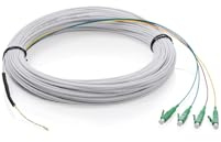 DIGITUS FTTH Drop Kabel – 50 m – Singlemode – OS2 – 4 LC/APC Stecker | 4 Fasern – Biegeunempfindlich G.657A2 – LSZH – Offenes Kabelende – Glasfaser-Kabel, Fibre Optic Cable – Weiß