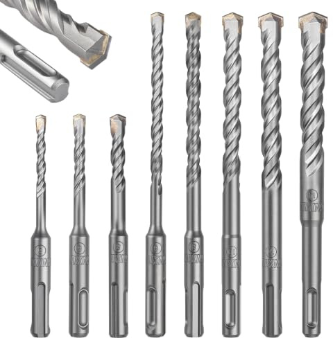 GEINXURN SDS-Plus Bohrer Set (Ø 5-14 mm x 110/160mm), 8-tlg. Hammerbohrer Betonbohrer mit Gerader Hartmetallschneide und Doppelwendel für Mauerwerk, Stein, Stahlbeton, Naturstein, Ziegel