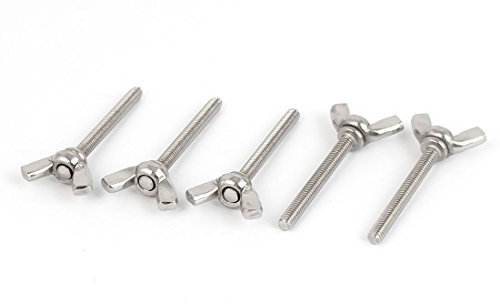 sourcingmap Metric M4 x 35mm 304 Stainless Steel Wing Bolt Butterfly Screw Fastener 5pcs
