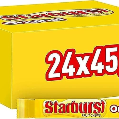 Starburst Vegan Fruit Chewy Sweets Snack Bags Bulk Multipack Box, 24x45g | Wrapped Vegan Fruit Chewy Sweets, Ideal Party Essentials, Bulk Care Package Treats, Crowd Pleasing Snacks & Event Essentials
