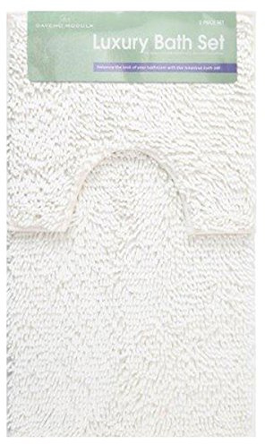 Gaveno Cavailia Super Absorbent 2 Piece Extra Large Loop Bath Set, Chenille, White, 60 x 110