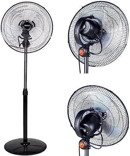Bakaji Ventilador de pie 3 en 1, columna de suelo, de mesa y pared, oscilante, potencia 60 W, altura 130 cm, con 3 velocidades, silencioso, aspas de 40 cm, color negro