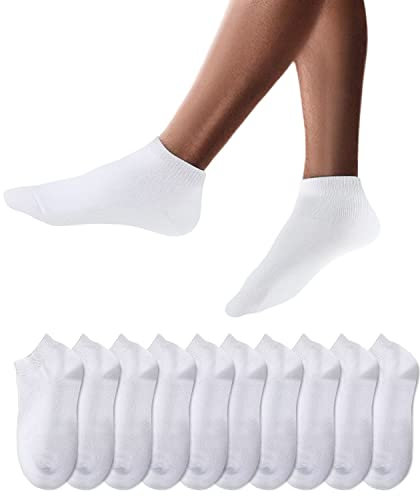YouShow Sneaker Socken Herren Damen 10 Paar Kurze Halbsocken Quarter Baumwolle Unisex(43-46,Weiß)
