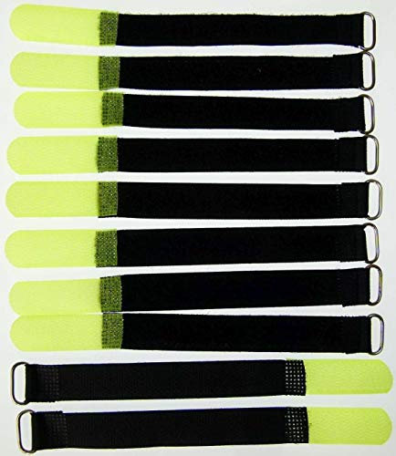10x 16 cm x 16 mm wiederverschließbare Klett-Kabelbinder NEON GELB mit Metall-Öse - Kabel-Klettband 160 mm wiederverwendbar