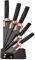 elabo 5 Pieces Black Kitchen Knife Set Stainless Steel Non Stick Coating Knives with Base, Rose Gold Handle,