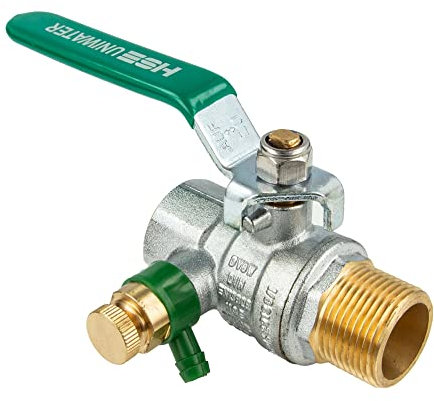 Kugelhahn mit Entleerung 1489, UNIWATER CHROM - DVGW bis +150°C - IG x AG 1/2 Zoll