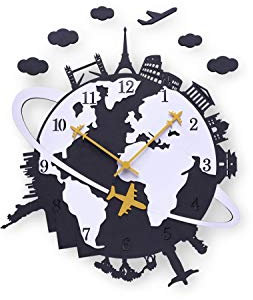 ONZENO® Design Wanduhr 'The Worldly.' ohne Tickgeräusche