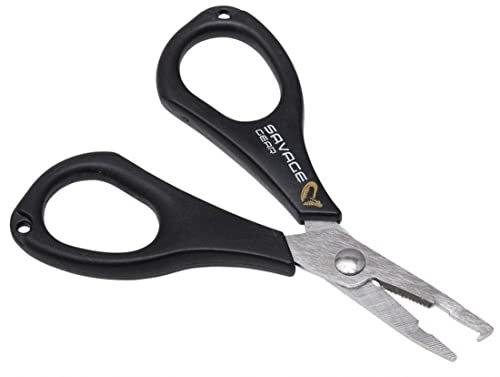 Savage Gear Braid & Splitring Scissors 11cm - Angelschere für geflochtene & monofile Angelschnüre, Schere für Raubfischangler, Sprengringzange für kleine Sprengringe