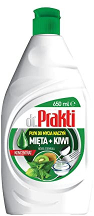 dr.Prakti Líquido Lavavajillas Manos Menta + Kiwi, no irrita la piel, concentrado y eficaz, 650 ml