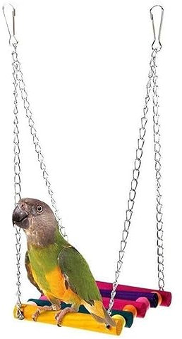 CABLEPELADO Columpio para pájaros de madera, Columpio de madera para aves, Juguete colgante para aves, Accesorio de juego para jaulas de pájaros, Balancín de madera para pájaros