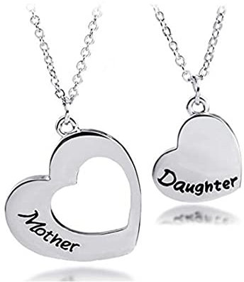 Zeayebsr Mutter und Tochter Schmuck Kette Damen Halskette mit Gravur Herzkette Anhänger Geschenk für Mama Silber Halskette für Geburtstag Muttertag Geschenk Schmuck Zubehör Täglich