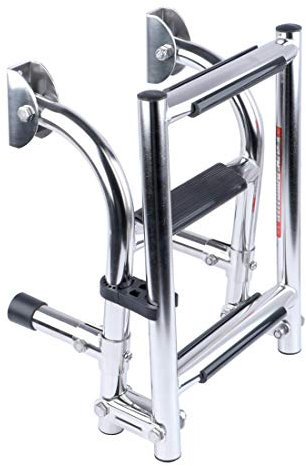 JTYX Manopole per scalette per Barche in Acciaio Inox a 3 gradini 2 + 1 gradini per Montaggio sullo Specchio di Poppa Scala di Poppa Pieghevole scaletta di Estensione Scala Rimovibile