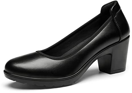 DREAM PAIRS Womens Edena Chunky Closed Toe Low Block Heels Work Pumps Comfortable Round Toe Dress Wedding Shoes SDPU2230W,Size 7,Black,SDPU2230W