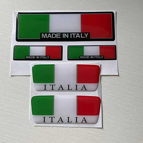 Un set di adesivi con bandiera italiana, per casco da moto, auto, stemma per auto (5 pezzi)