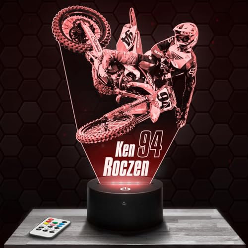 Lampephoto.fr Nachttischlampe - Touch-Nachtlicht Moto cross K. Roczen 3D-LED-Lampe Illusion, Geschenkidee Weihnachten Geburtstag Junge und Mädchen Nachttischlampe Kinder- oder Erwachsenenzimmer TOP