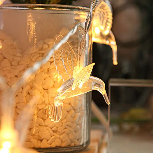 DINOWIN Hummingbird LED String Lights Animal Fairy Lights LED Decorative Lights Battery Operated Fairy String Lights for Easter Weddings Bedrooms Garden Christmas (Warm White)