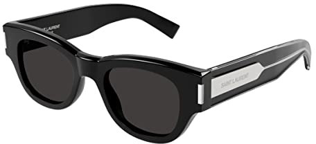 SAINT LAURENT Womens SL 573-001 49 Woman Recycled AC Sunglasses, Black-Crystal-Grey