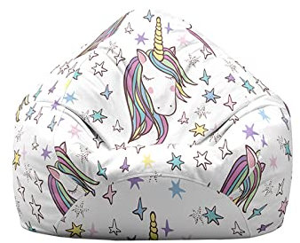Highdi Einhorn Sitzsack Ohne Füllung für Kinder Erwachsene, Lazy Lounger Sitzsack Stuhlbezug Indoor Outdoor Waschbar Weicher Bodenkissen Sitzsack Abdeckung mit Reißverschluss (Stern,100 * 120cm)