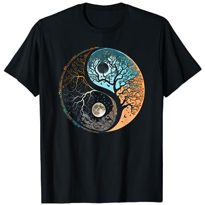 Arbre de vie Yin Yang pleine lune Yoga spirituel T-Shirt