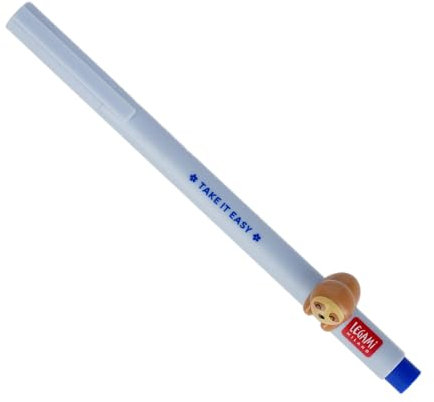 Legami - Penna Gel con Animaletto Decorativo - Lovely Friends, Tema Sloth, Evita il Rotolamento, Inchiostro Blu, Animaletto Rimovibile e Ricombinabile, Punta 0,5 mm