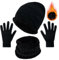 Ensemble de Bonnet Tricoté Écharpe Gants d'écran Tactile pour Hommes Femmes d'hiver épais Cache-Cou Double Polaire Doux Bonnet Sports de Plein Air et Quotidien Gants Cadeau
