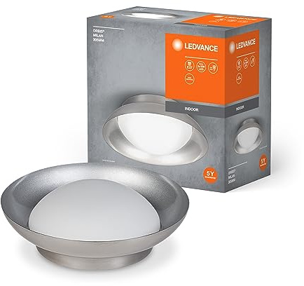 LEDVANCE ORBIS MADRID Deckenleuchte 305mm, Nickel, 2XE27-Sockel, kann mit smarter Lampe bestückt werden, hochwertiges, modernes Design, Metallgehäuse, geeignet für Innenräume, rund, IP20 Schutzklasse